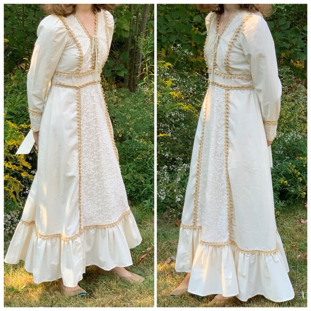 Gunne Sax Vintage Long Prairie Wedding Dress, 9. - Picture 11 of 14